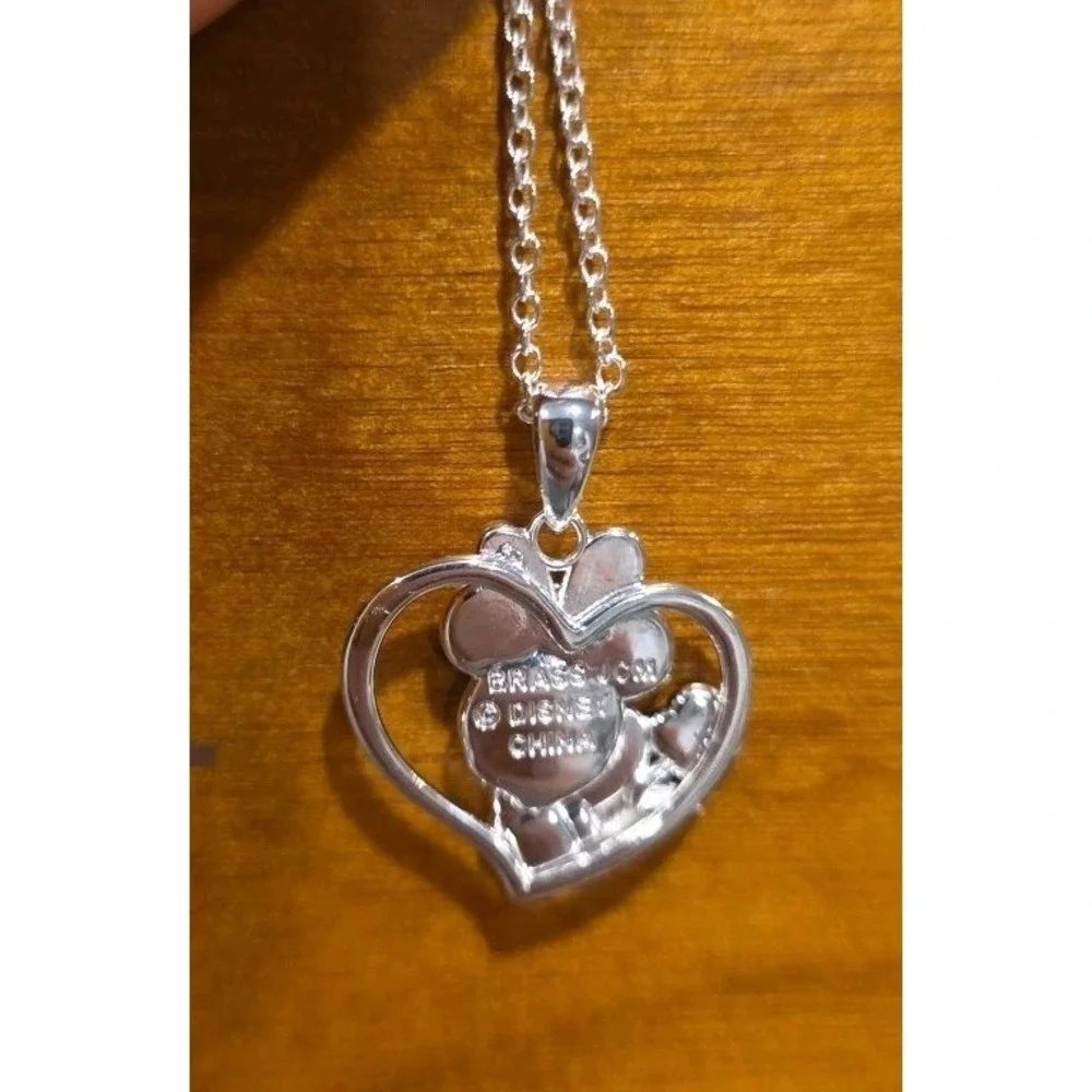 New Genuine Sterling Silver Disney Minnie‎ Mouse Charm & Necklace Set